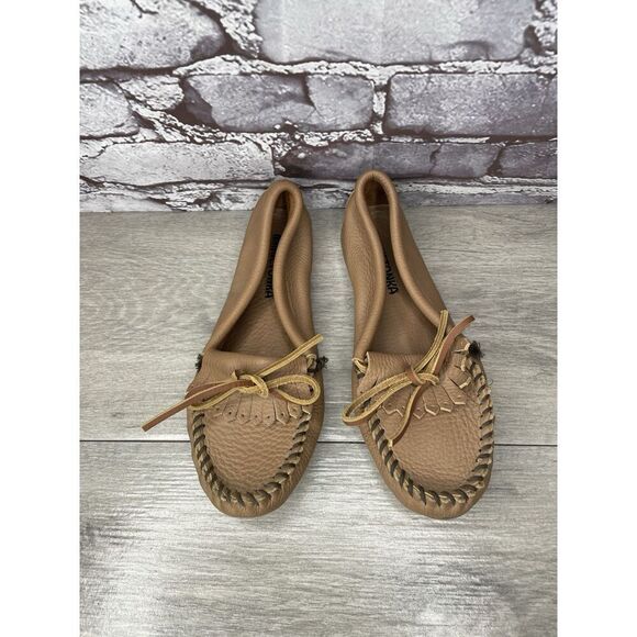 Minnetonka Moccasins Brown Leather Driving Moccasin Loafers Women Sz 6M US/36EU - Picture 4 of 16